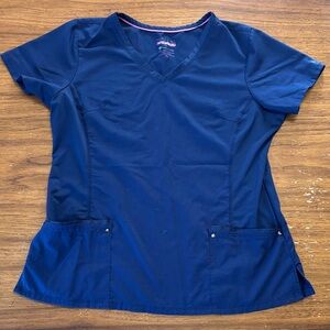 Navy purple label yoga scrub top